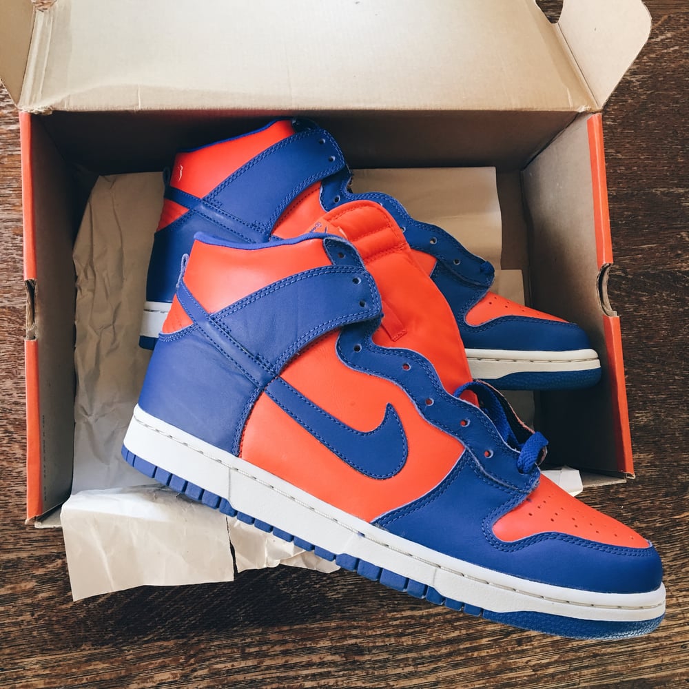 Image of Brand New Original 2000 Nike Dunk Hi Co.JP LE “Knicks”.