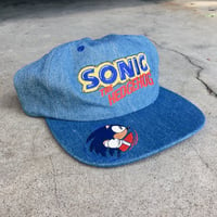 Image 1 of Original 1994 Sonic The Hedgehog Denim Snapback Hat.