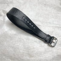 Image 3 of “Tuxedo” Black Lizard double tapered one-piece watch strap