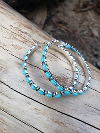 Image 4 of Turquoise Hoop Earrings 