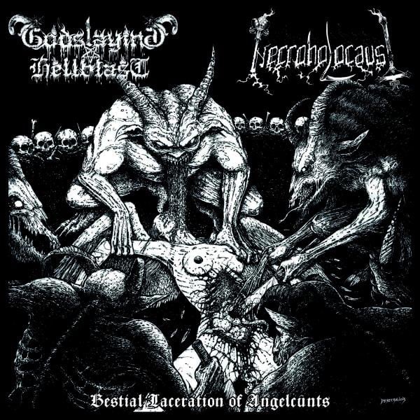Image of Godslaying Hellblast/Necroholocaust (Tur/Can) : "Bestial Laceration of Angelcunts" EP