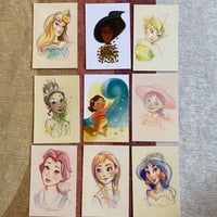 4x6 princess sketch postcards 