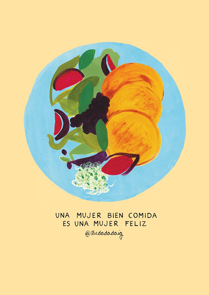 Ilustración-mujer comida