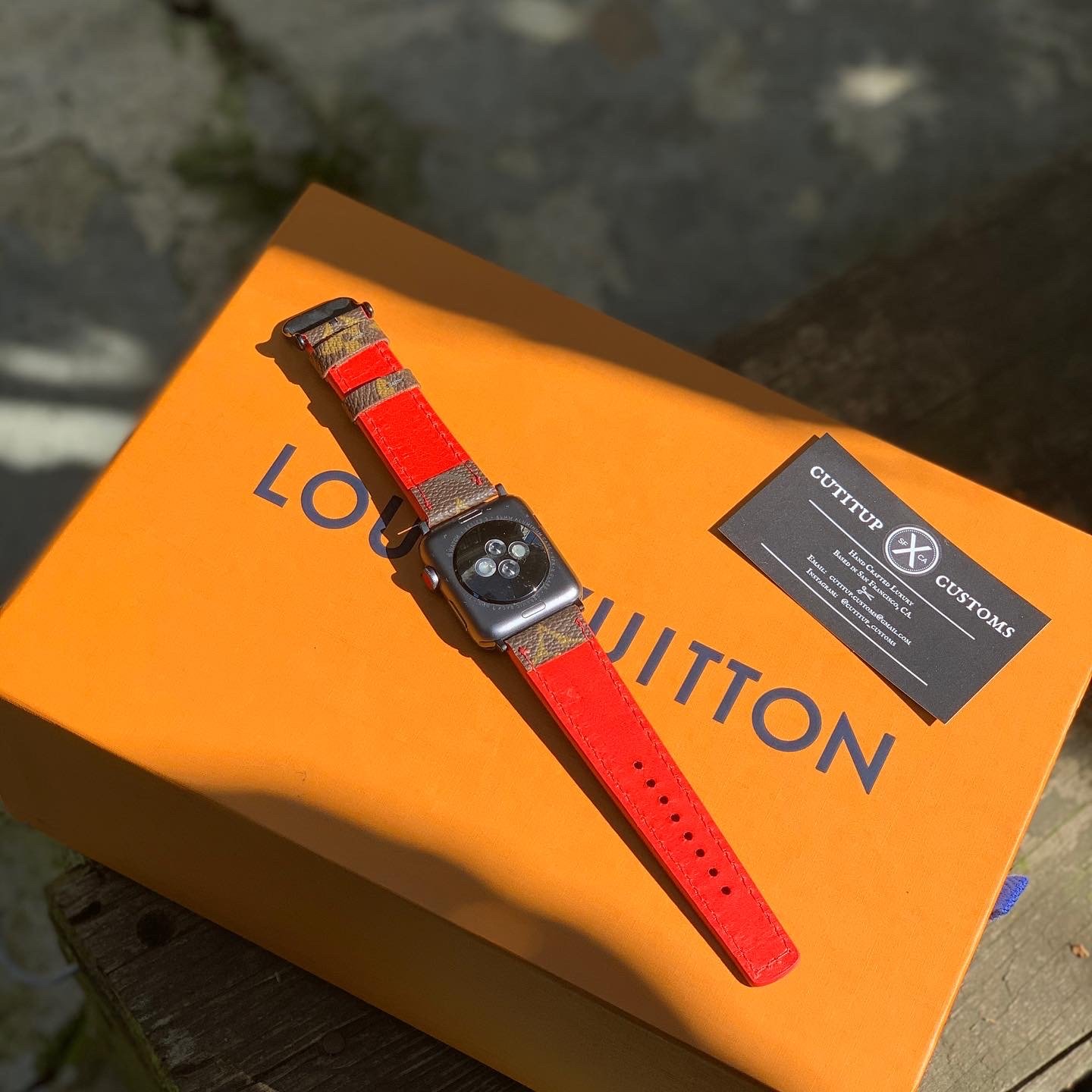 Red Classic Monogram Watchband | Cutitup_Customs