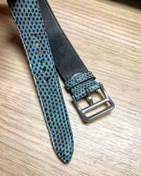 Image 3 of Light blue Lizard tapered one-piece watch strap 