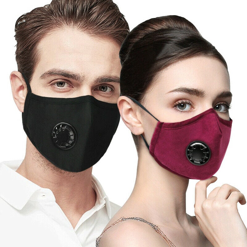 1 Pack Face Mask with Two, PM 2.5 / N95 carbon Filter. Reusable Unisex Cotton mask, Adjustable Ear l