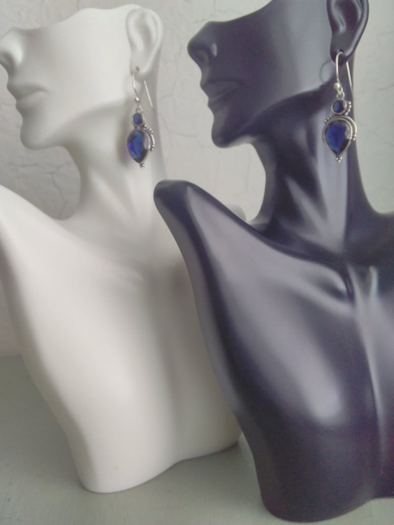 Image of DOUBLE BLUE STONE EARRINGS