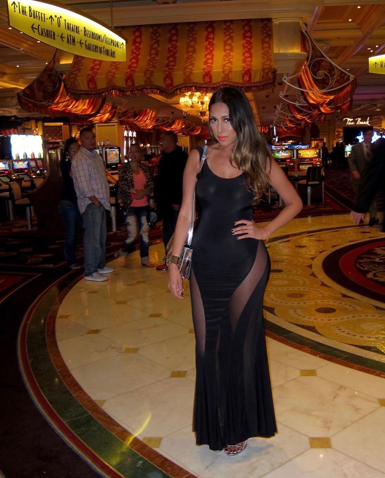 Image of BLACK MAXI DRESS WITH SHEER PANELS (SMALL)