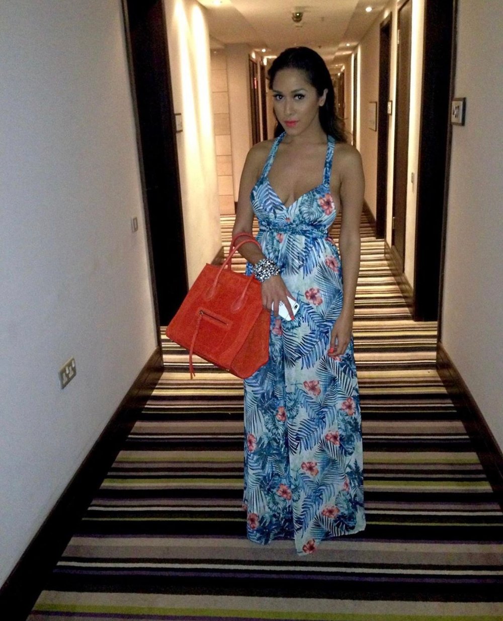 Image of MANGO HIBISCUS PRINT MAXI DRESS WITH SHEER OVERLAY (US 4)