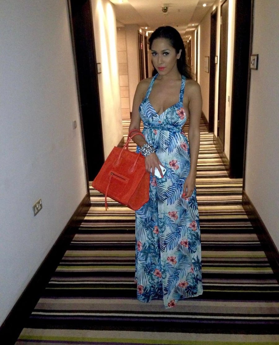 Image of MANGO HIBISCUS PRINT MAXI DRESS WITH SHEER OVERLAY (US 4)