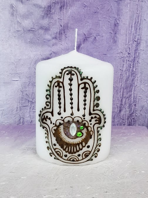 Image of 3 x 4 Hamsa Henna Candle