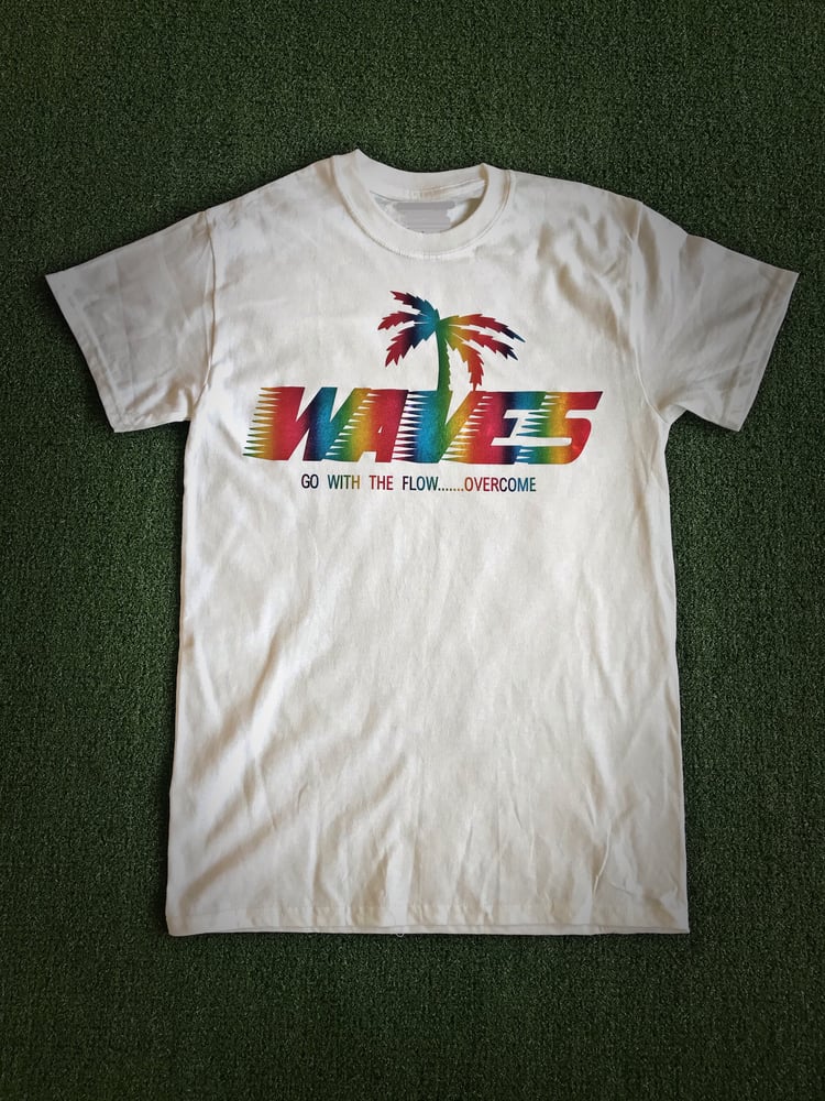 Image of Tiki Waves Metallic Rainbow Logo Graphic T-Shirt(White)