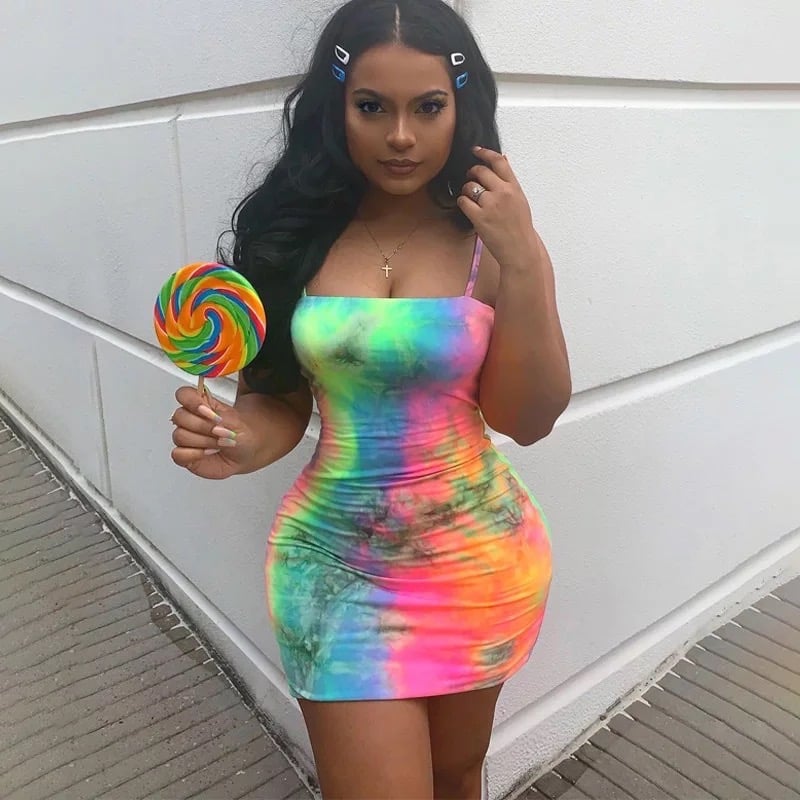 rainbow bodycon dress