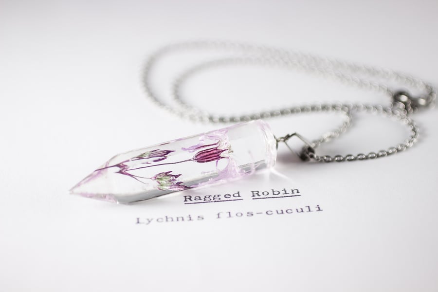 Image of Ragged Robin (Lychnis flos-cuculi) - Medium Crystalline Pendant #3