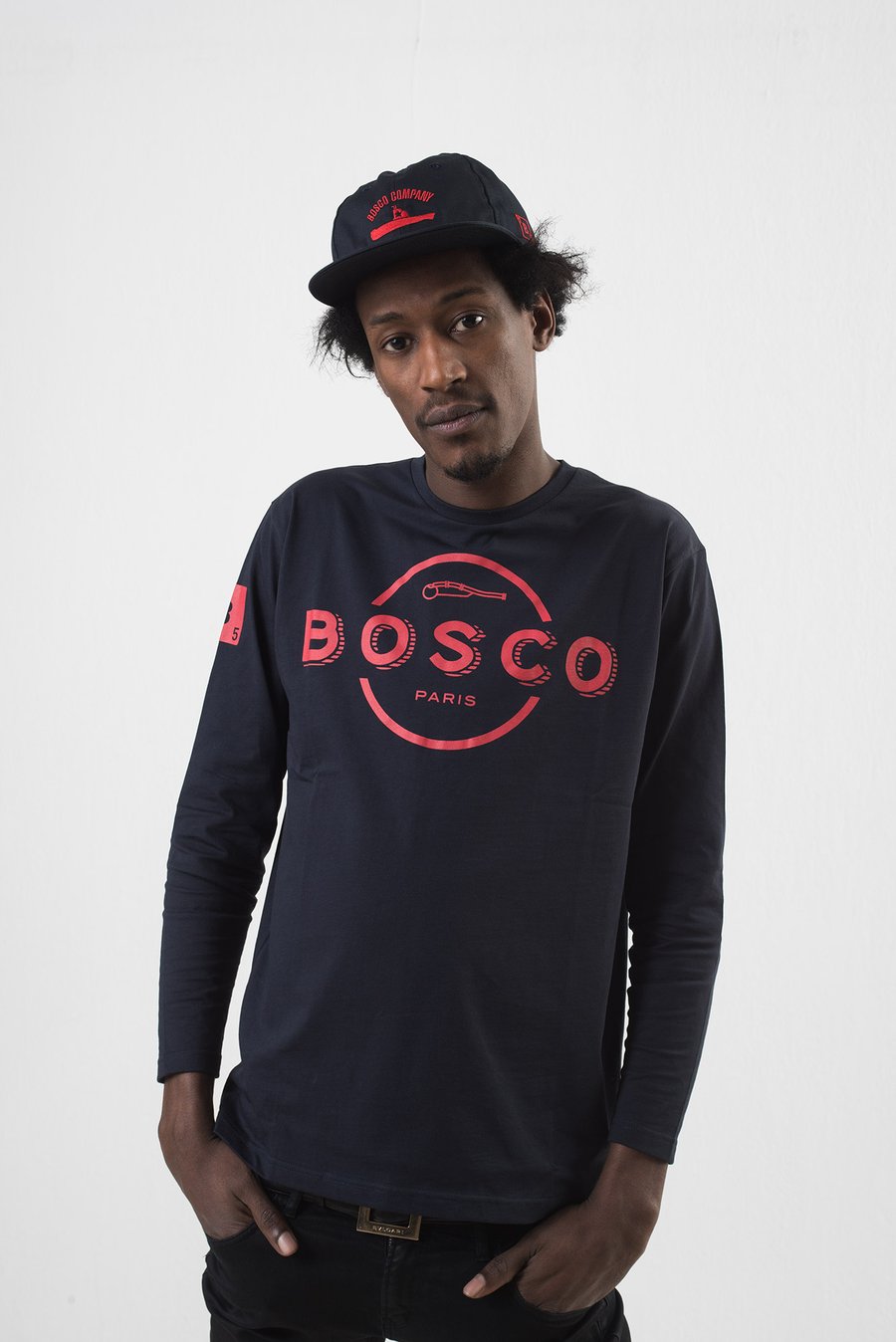 Image of BOSCO PARIS t-shirt long sleeves full logo rouge