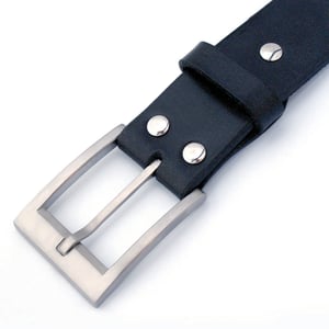 Titanium buckle 38mm | Handcrafted bridle leather strap | BLACK