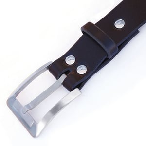 Image of Titanium Buckle 33mm | Handcrafted bridle leather strap | BLACK