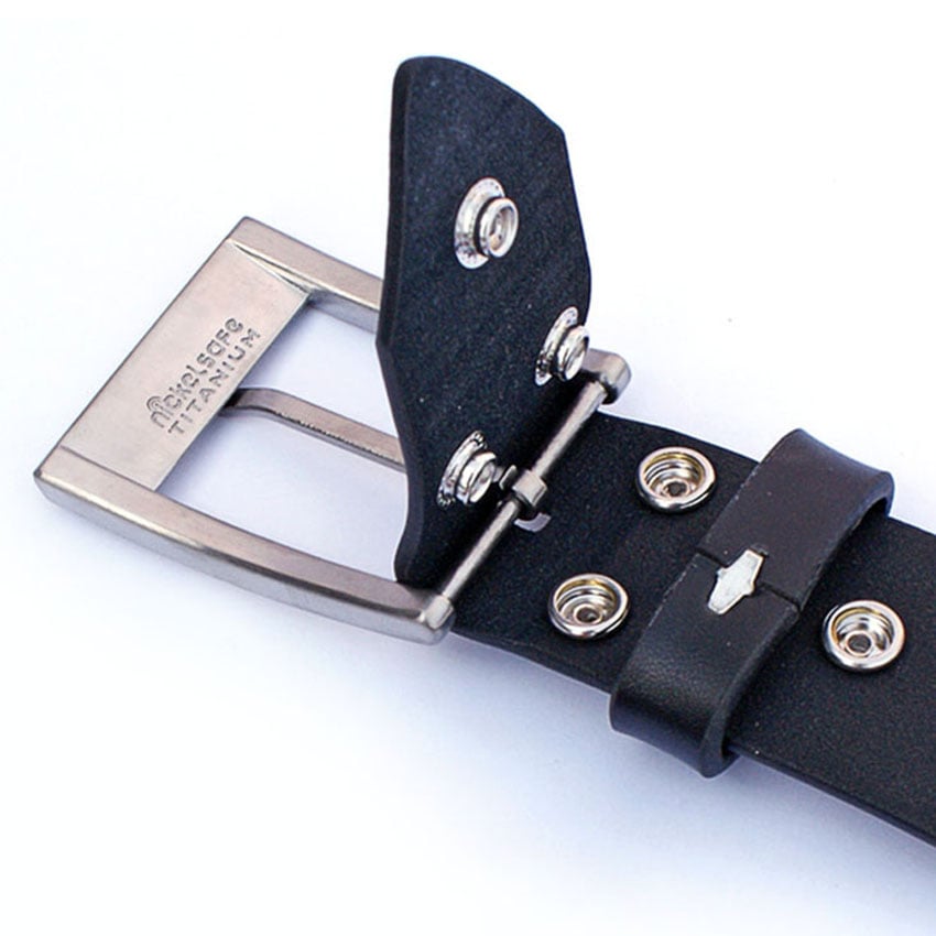 snap fit leather belt