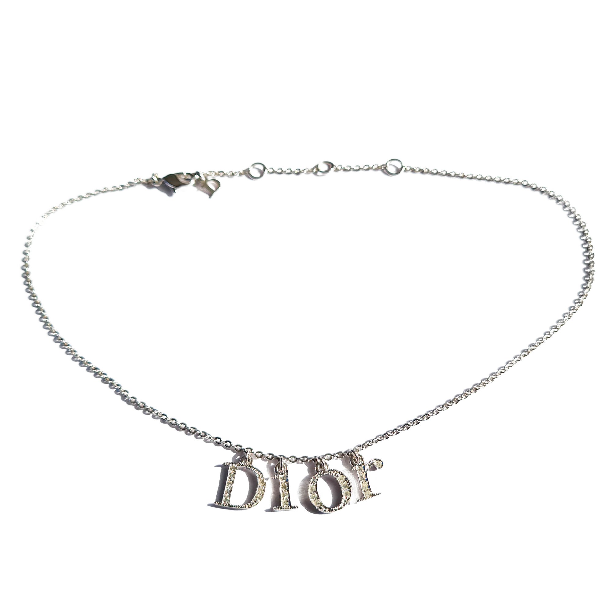 Image of Dior Silver & Crystal Logo Choker