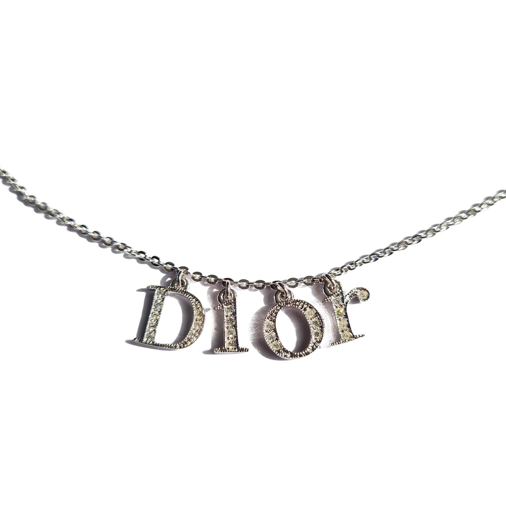 Image of Dior Silver & Crystal Logo Choker