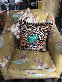 Image 5 of Green Tiger Pom Pom Cushion Cover
