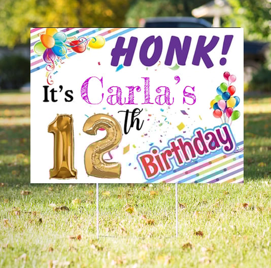 Image of PERSONALIZED HAPPY BIRTHDAY YARD SIGN (NAME AND AGE)