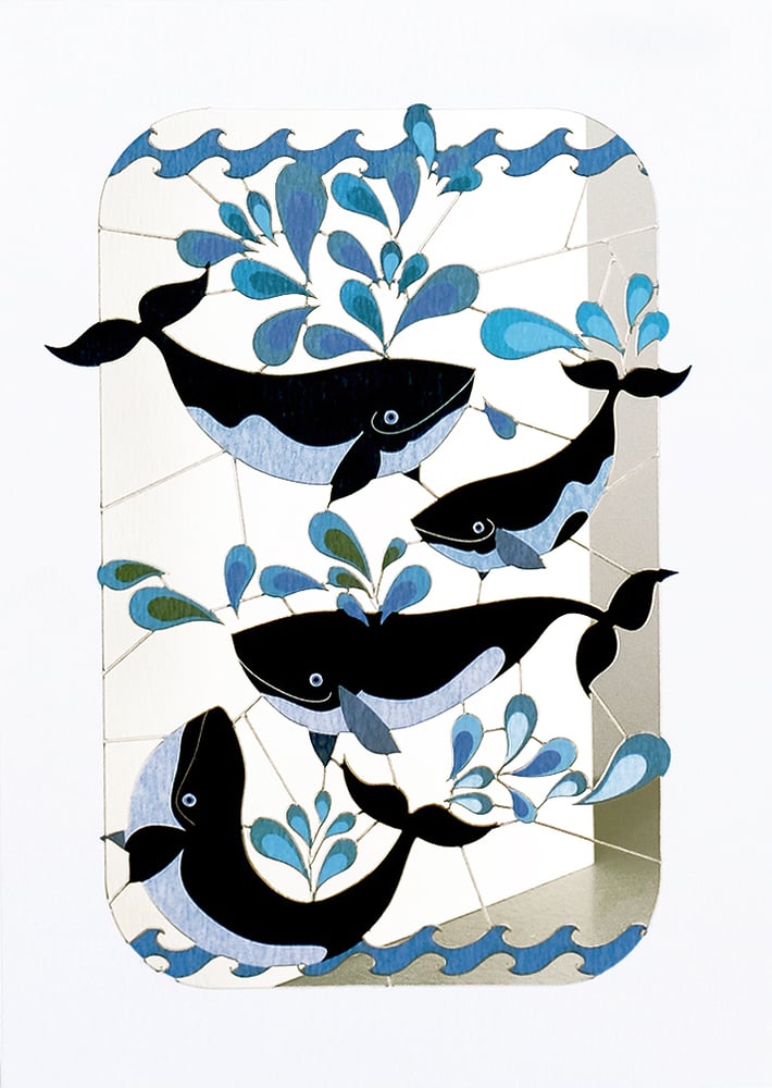 Image of Whales Paper Cut Card