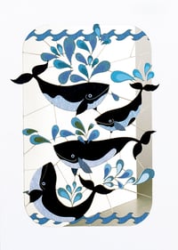 Whales Paper Cut Card