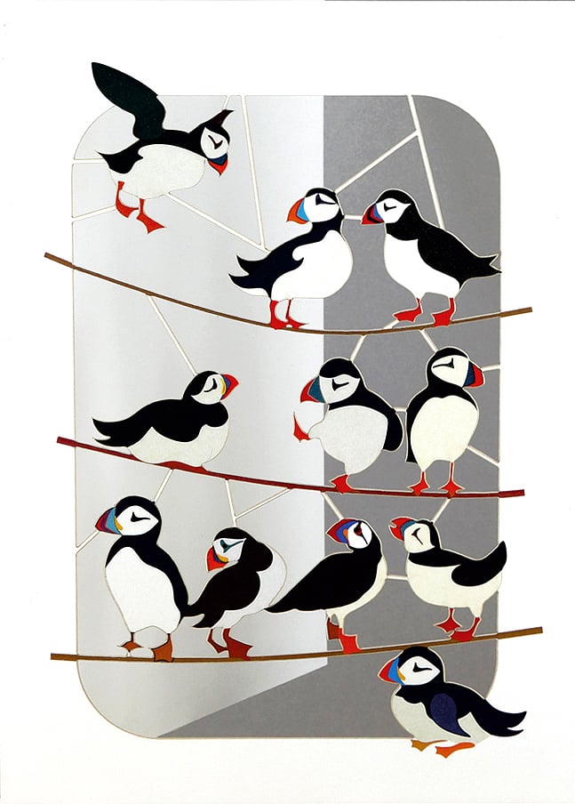Image of Puffins Paper Cut Card