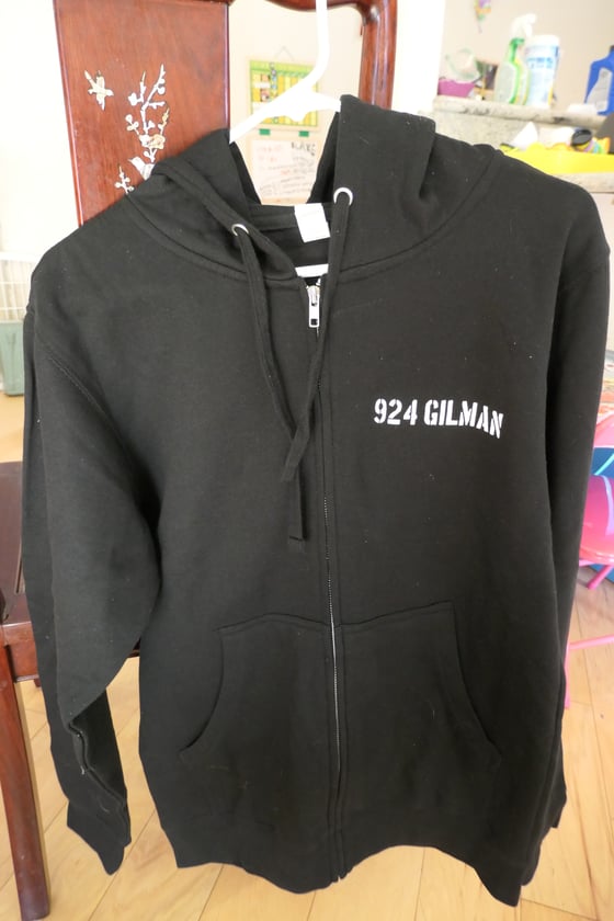 Image of 924 Gilman Hoodie- Text logo front/Richie Bucher Classic Logo Back