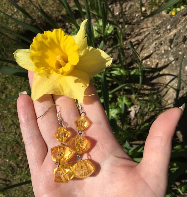 Image of Dazzling daffodil drop earrings