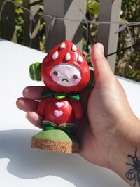 Strawberry Robo Prototype figure. OOAK Sculpture