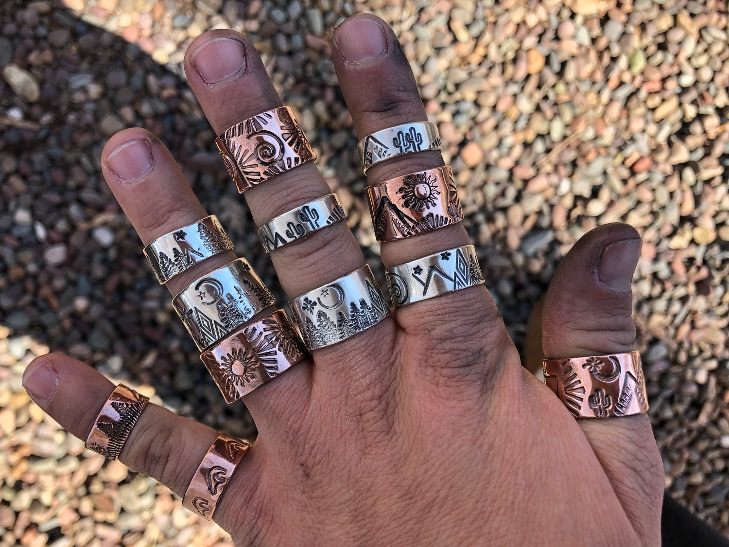 Image of  1/3'' Custom Hand Stamped Sterling Silver Ring