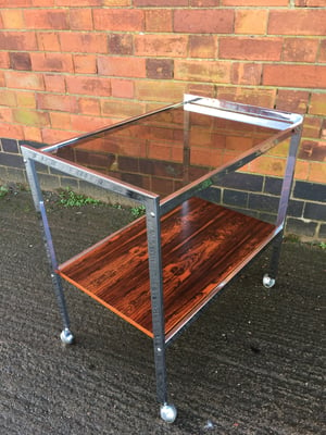 Howard miller chrome and rosewood drinks trolley