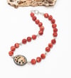 Sponge Coral and Leopard Bead Necklace 