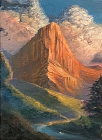 Mountain at sunset study