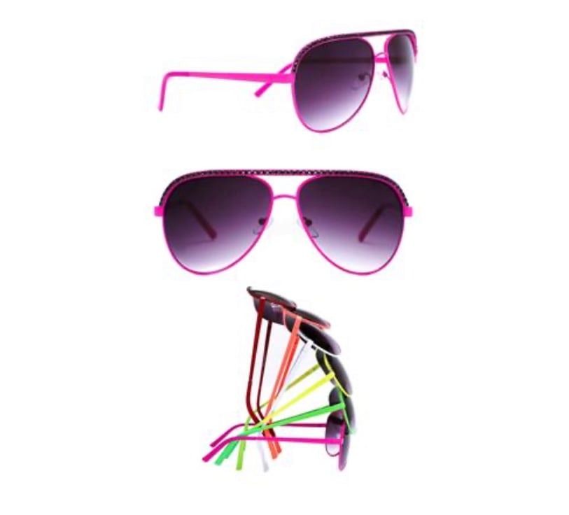 Aviator Sunglasses, Assorted Neon Colors - Party Direct