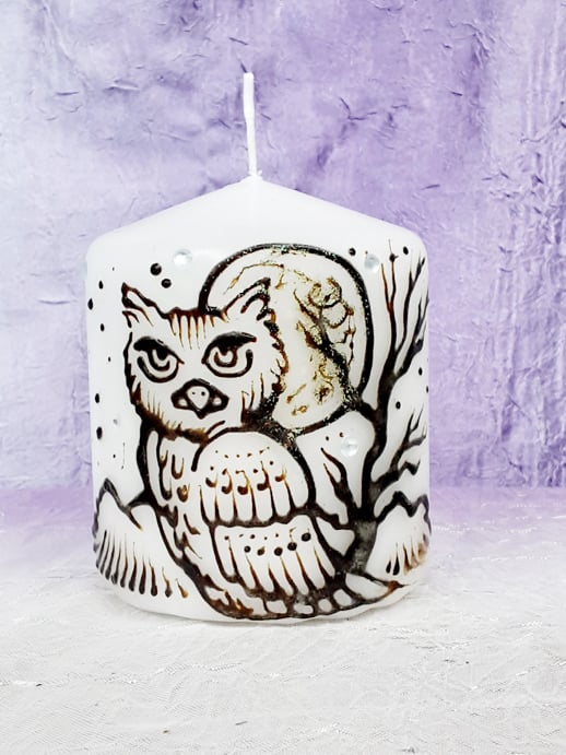 Image of 3 x 3 Owl Henna Candle