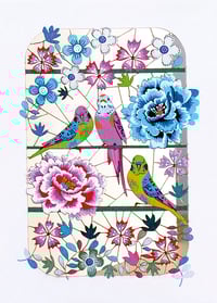 Budgie Paper Cut Card