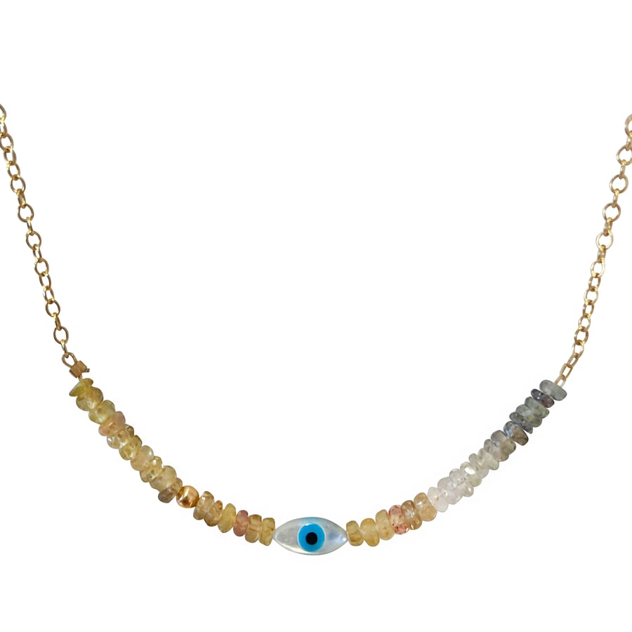 Image of Eye and Gemstone Gold Filled Necklace