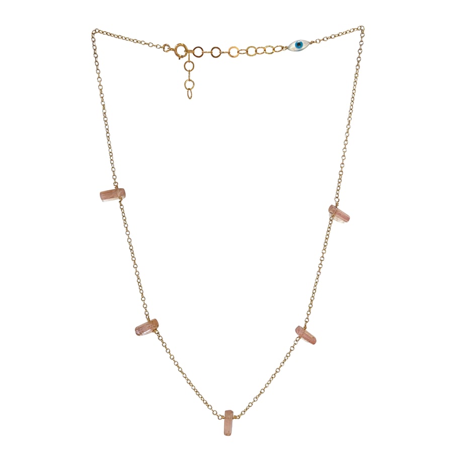 Image of Gold Filled Pink Tourmaline Station Necklace