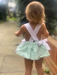 Baby Girl Tropical Bow Side Top & Bloomers  - mint green 