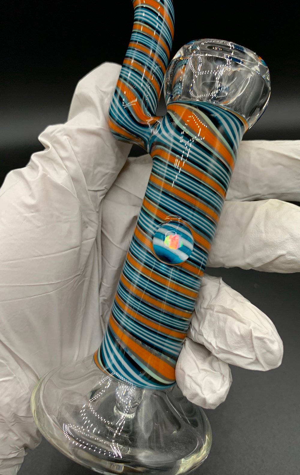 Linework Water Pipe w/Tumbled Opal
