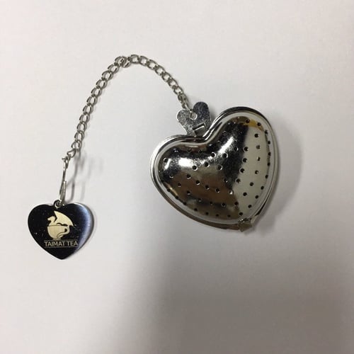 Image of Heart shaped loose leaf tea spice herb infuser strainer filter reusable eco friendly stainless steel