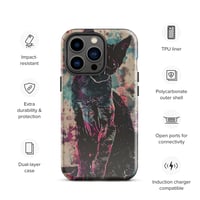 Image 24 of Colorful Watercolor Paint Splatters Black Cat Tough Case for iPhone®