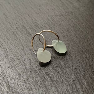 Image of Pale green/white Suffolk sea glass earrings