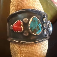 Image 6 of Vintage Yazzie morenci/coral cool cuff 