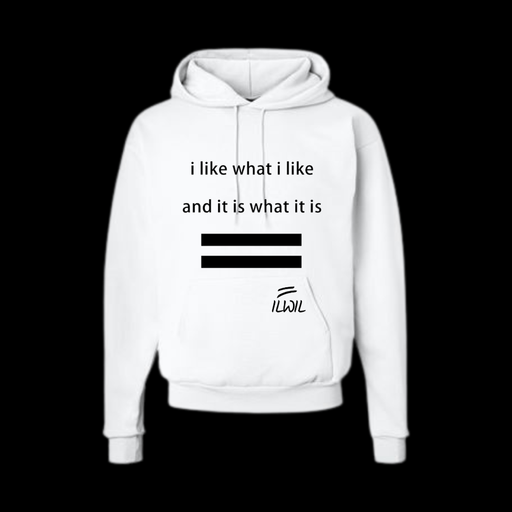 Image of I LIKE WHAT I LIKE HOODIE  WHT/BLK