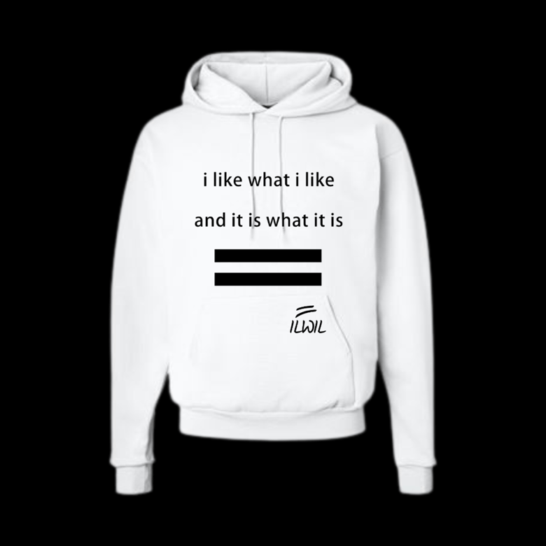 Image of I LIKE WHAT I LIKE HOODIE  WHT/BLK