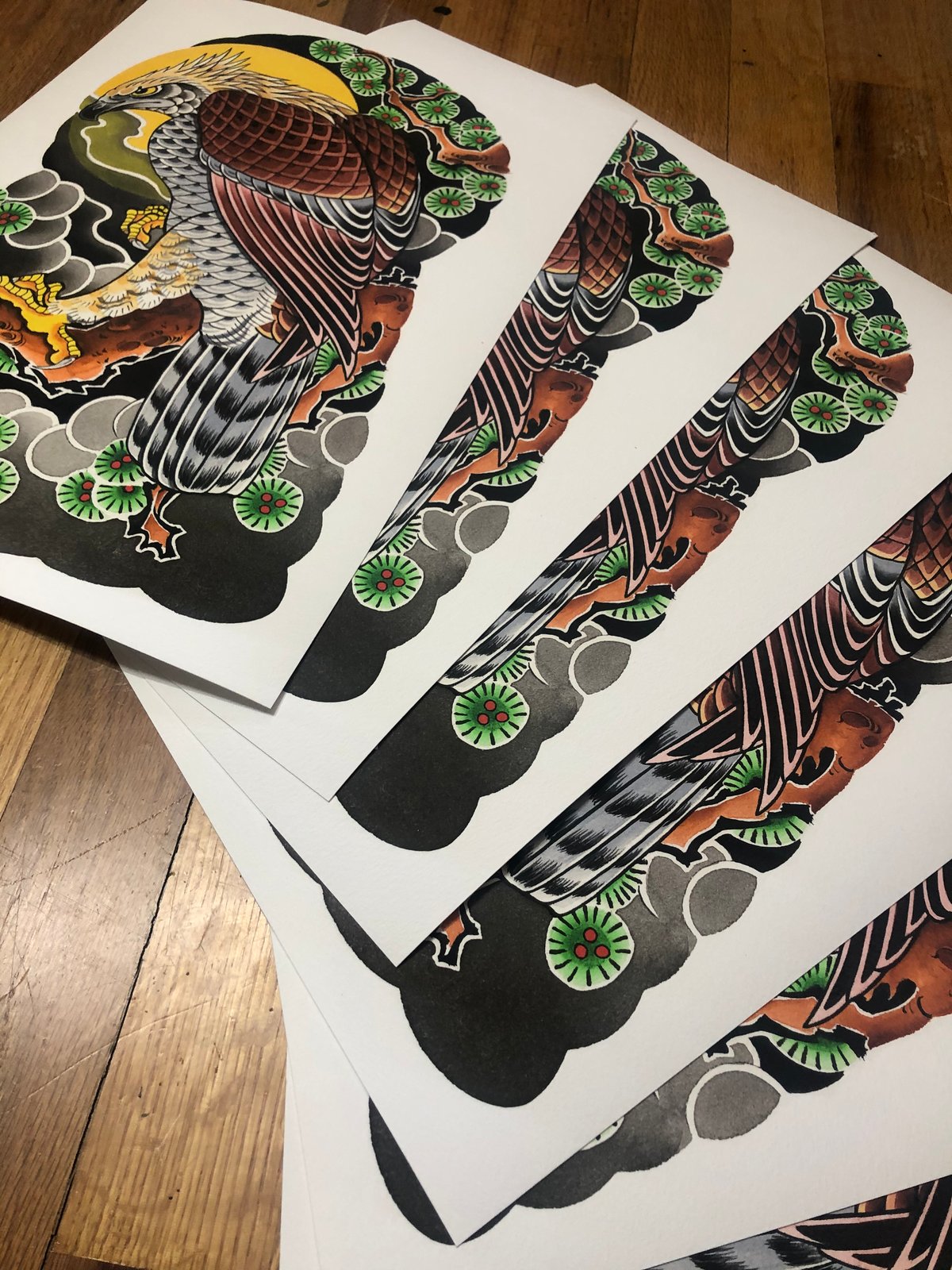 12x16 Hawk Half Sleeve Print